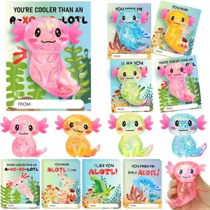 Party Favors Party broadcast swiftly eternal renew wither physician Supplies Squeezes Toy for Birthday School Classroom Student Gifts HyDren 28 Pcs Axolotl Sensory Fidget Toy with Cards Axolotl 