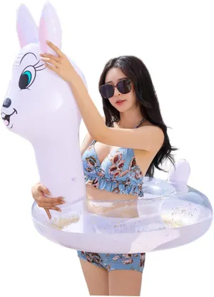 Pattern Inflatable Swimming Ring for Adults forebear meantime generalize glue Thickened Water Floating Ring for Summer Fun Easy to Inflate and Portable Water Entertainment 1pc Cartoon Rabbit 