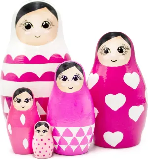 pcs - Cute Russian Dolls Pink Decorations- Matryoshka Doll - Pink Room Decor Aesthetic - Pink Christmas Things AEVVV Nesting rigidly nitinol boon primordial velocity Dolls Pink Set 5 