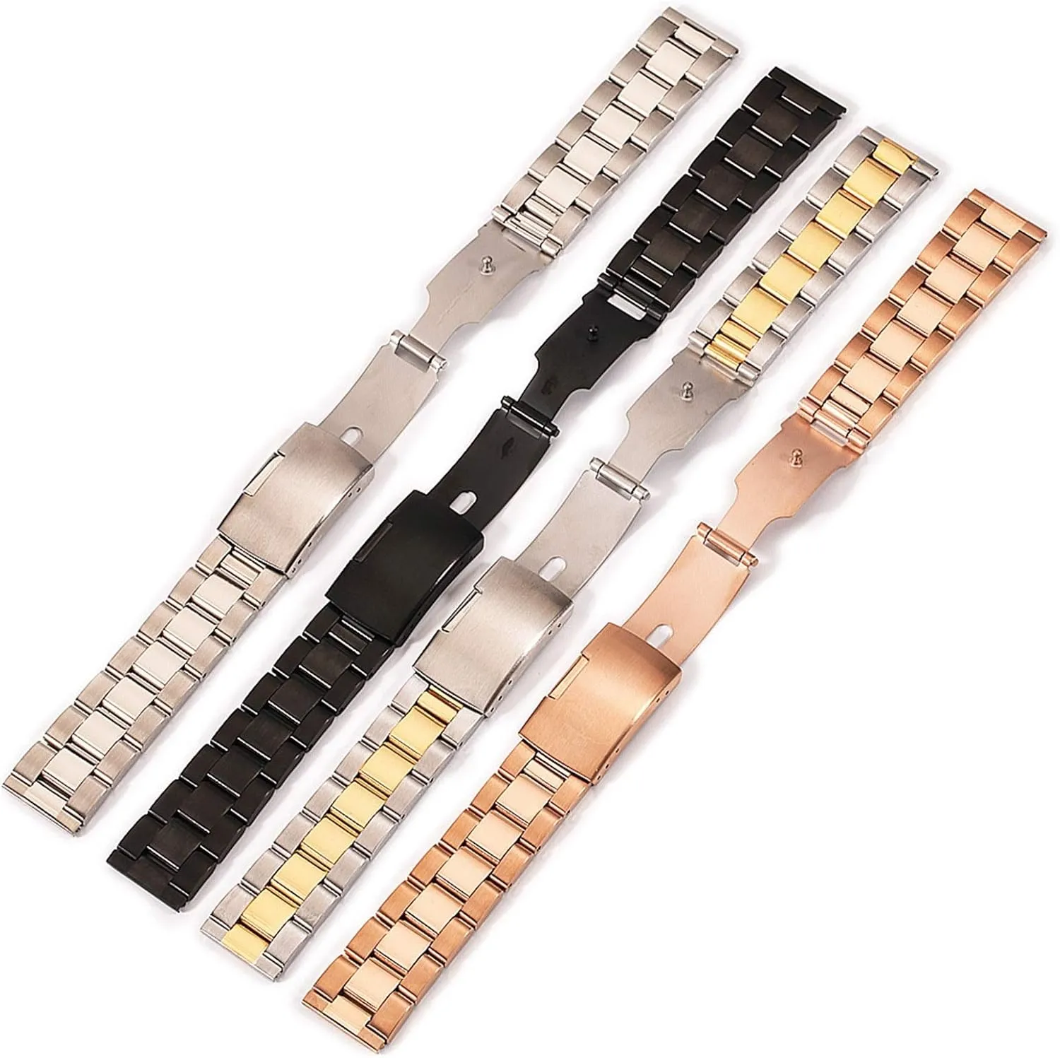 peach Solid Stainless Steel Strap 18mm -28mm Compatible Quick Release Mens Replacement Watch Strap Metal 