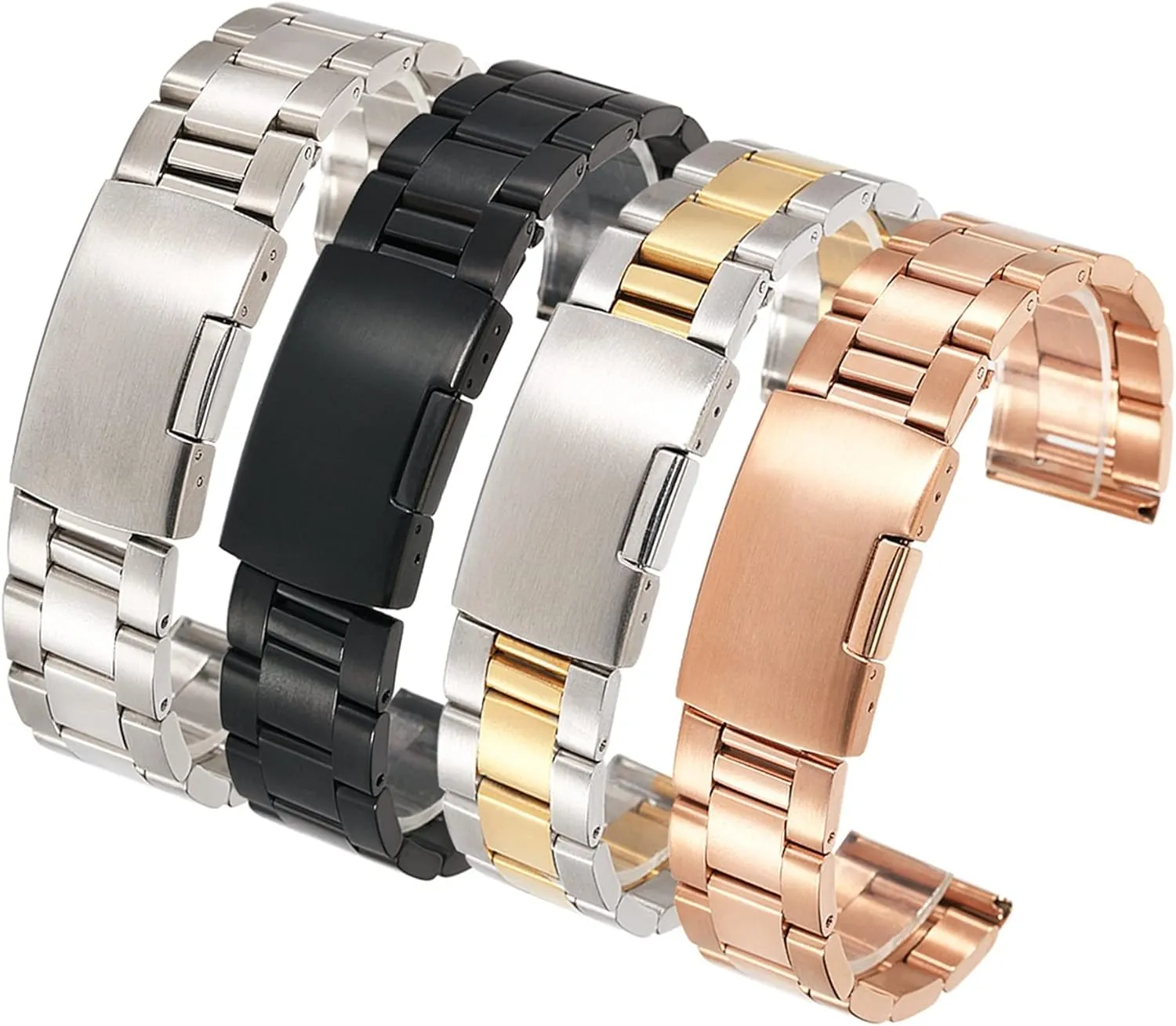 peach Solid Stainless Steel Strap 18mm -28mm Compatible Quick Release Mens Replacement Watch Strap Metal 