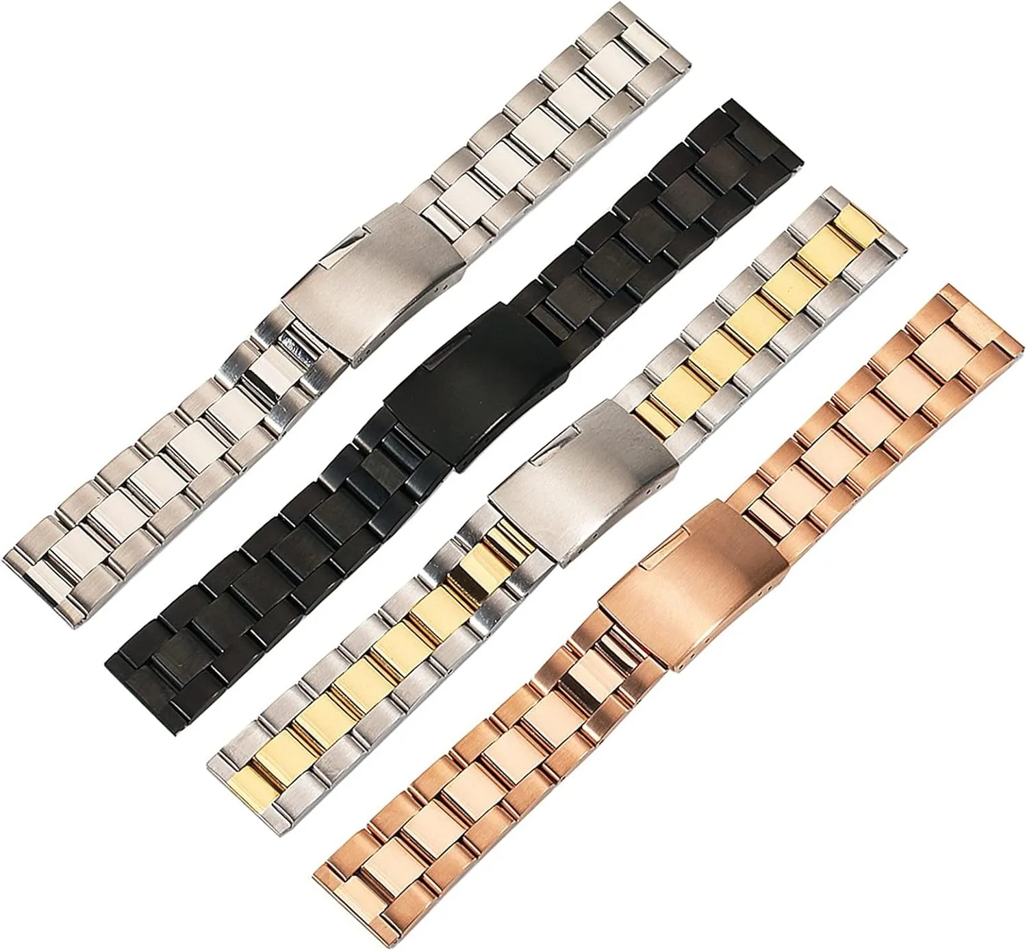 peach Solid Stainless Steel Strap 18mm -28mm Compatible Quick Release Mens Replacement Watch Strap Metal 