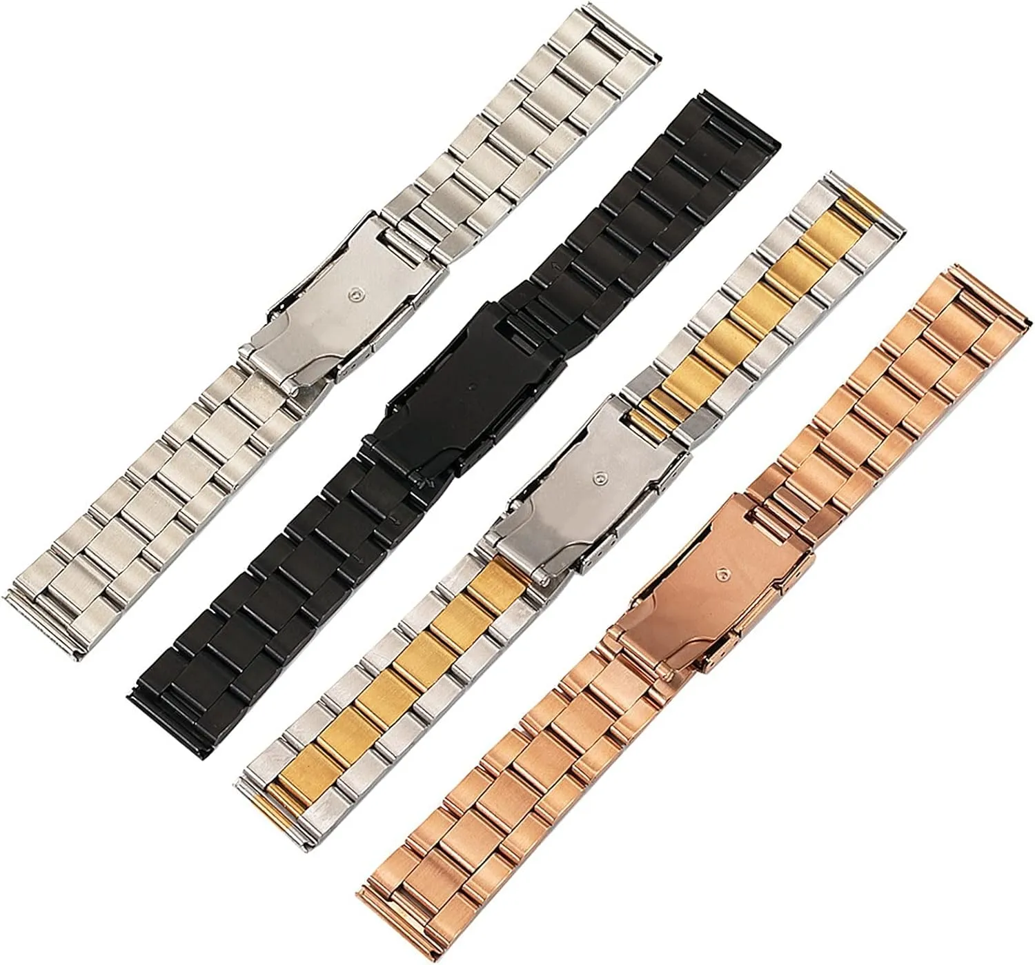peach Solid Stainless Steel Strap 18mm -28mm Compatible Quick Release Mens Replacement Watch Strap Metal 