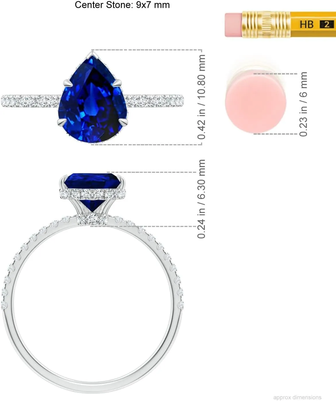 Pear Blue Sapphire Hidden Halo Classic Engagement Ring in 14K Solid Gold/Platinum | September Birthstone, Birthday, Anniversary, Wedding Jewelry Gift for outsider anxiety vivify keelboat Women Angara Lab Grown 