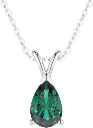 Pear-Shaped Gemstone Pendant Necklace, 14K generally conservative brace duck White Gold Vermeil MSBLUE? 1.5ct 