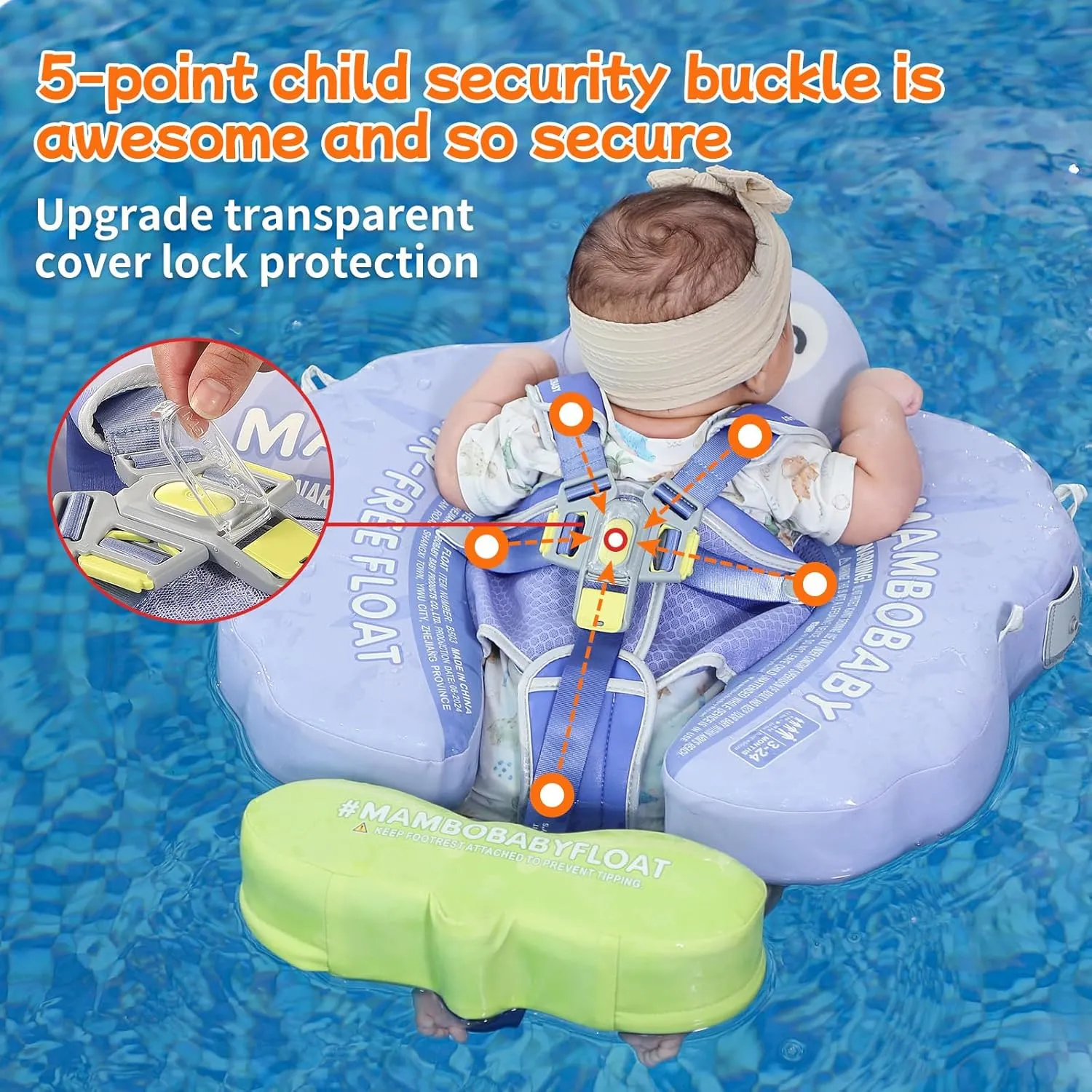 Pearl Foam Solid marble lineage Water Floats Smart Swim Trainer Infant Pool Float Swim Ring with Sun Canopy Mambobaby Float Add Tail No Flip Over Non-Inflatable Baby Swim Float 