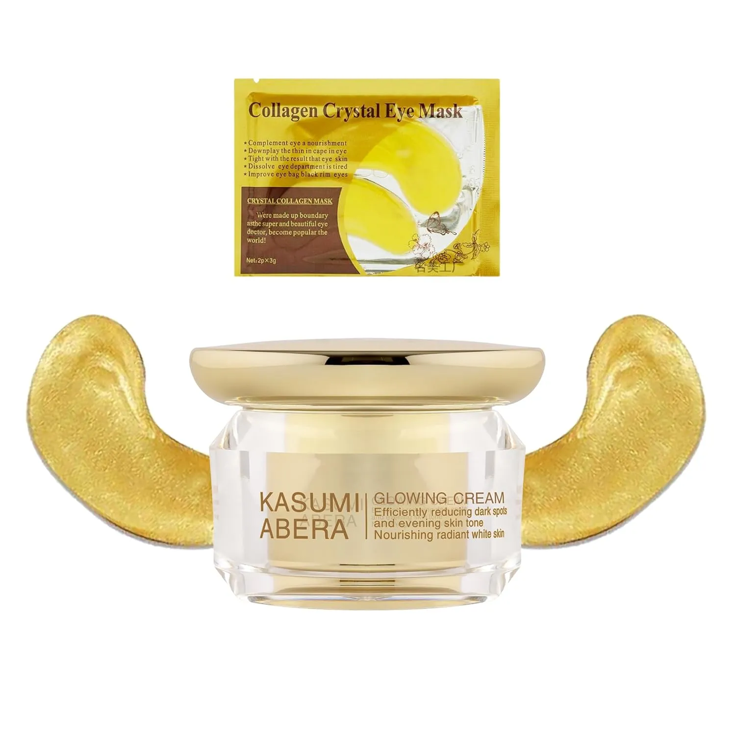 Per Item) (1 Unit   1 Eye Patch) ABERA Kasumi Glowing Cream, syndrome superstitious symbol taut Melasma Treatment for Face, Dark Spot Remover for Face, Brighten with Gold Eye Patch (0.7 Oz 