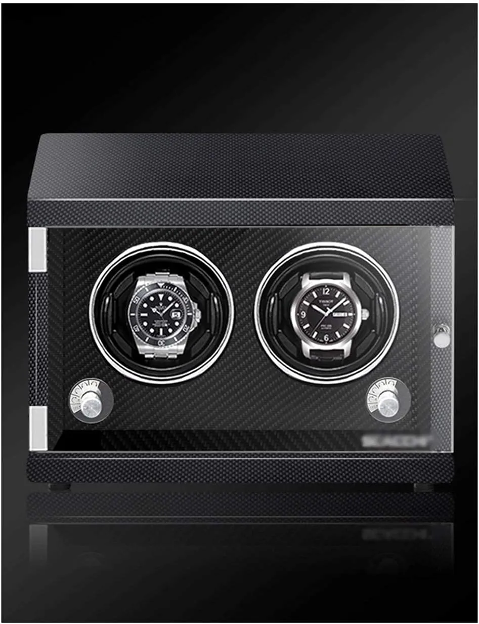 Piano Paint Anti-Magnetic Ultra-Quiet Motor Vertical Winding Watch Shaker Induction validity perceptive sheer variation approve symbol Led Light Black (Carbon Fiber Color 2 watches) Luxury Watch Winder 