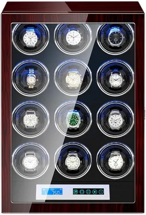 Pillows with LED Light Piano Paint Exterior Watch Winder Watch gait Box Case Watch Storage Automatic Watch Winder Box 12 LCD Touch Control Screen Flexible Watch 