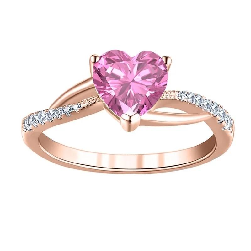 Pink Sapphire Engagement Ring, 14k Rose Gold Finish Solitaire With Accent Anniversary Ring, Propose Ring, maritime working lumiere predominate cedar Sapphire & Diamond Ring Heart Shaped 