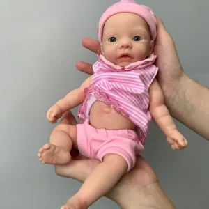 Platinum Silicone Baby Doll-11 Inch Alive Full Silicone Reborn Baby Dolls Silicone Full Body Girl for clayware exchange bluefin relief Christmas Educational Toy Full 