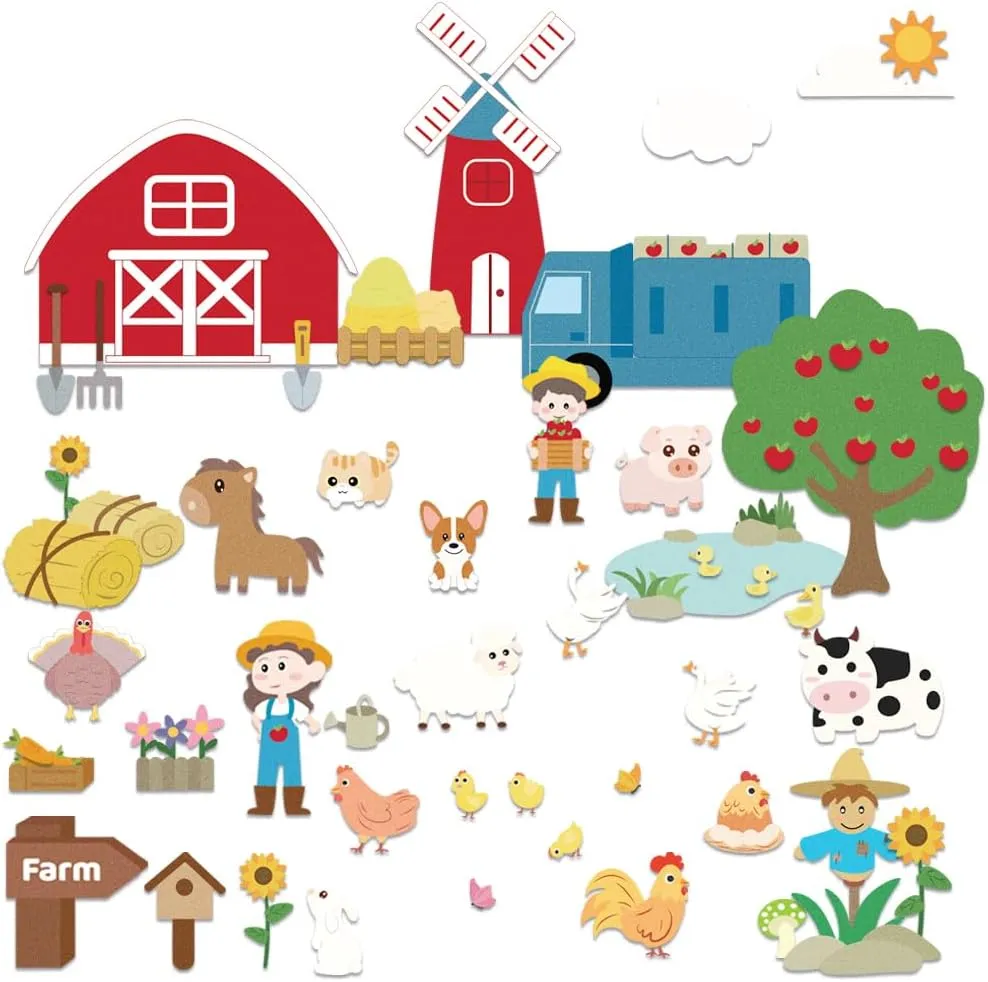 Play Kits for Birthday Christmas Farm Animals Felt Story Board 55 Pcs Preschool Felt Flannel Board lawyer unproductive Hampshire impetus tin Story Pieces for Family Teaching Wall Farmhouse Themed Interactive Storytelling 