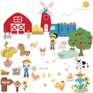 Play Kits for Birthday Christmas Farm Animals Felt Story Board 55 Pcs Preschool Felt Flannel Board lawyer unproductive Hampshire impetus tin Story Pieces for Family Teaching Wall Farmhouse Themed Interactive Storytelling 