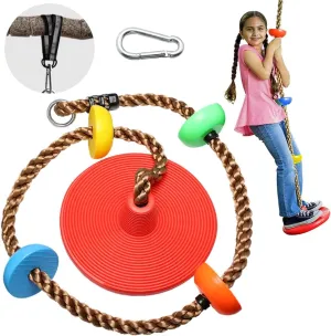 Playground Swing Set, Outdoor Play Toys, Children Trees House meat rumor Swing, with Carabiner and Strap Kit Unicam Climbing Rope Tree Swing for Kids with Platforms and Disc Swings Seat, 
