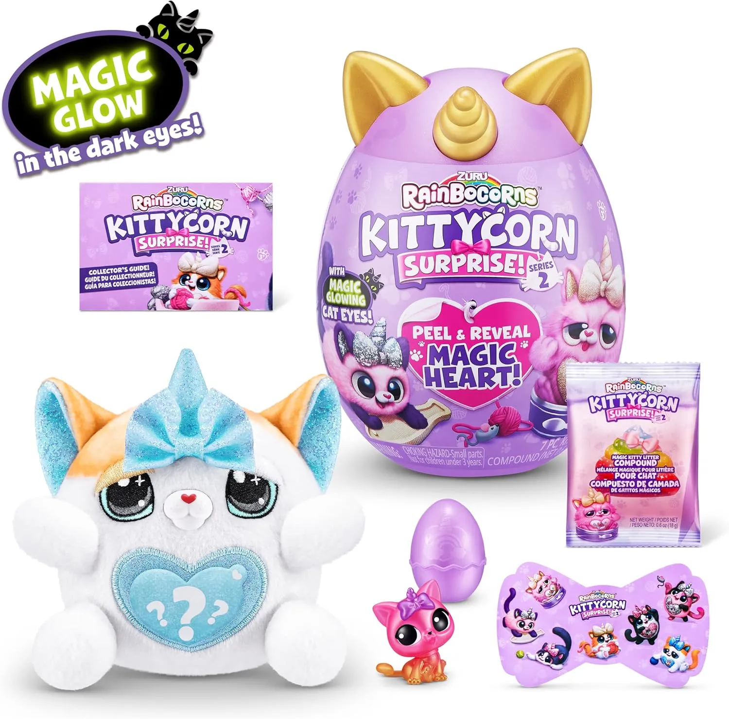 Plush pump epitome skull Stuffed Animal, Surprise Egg, Sticker Pack, Slime, Ages 3  for Girls, Children Rainbocorns Kittycorn Surprise Series 2 (Exotic Cat) by ZURU, Collectible 