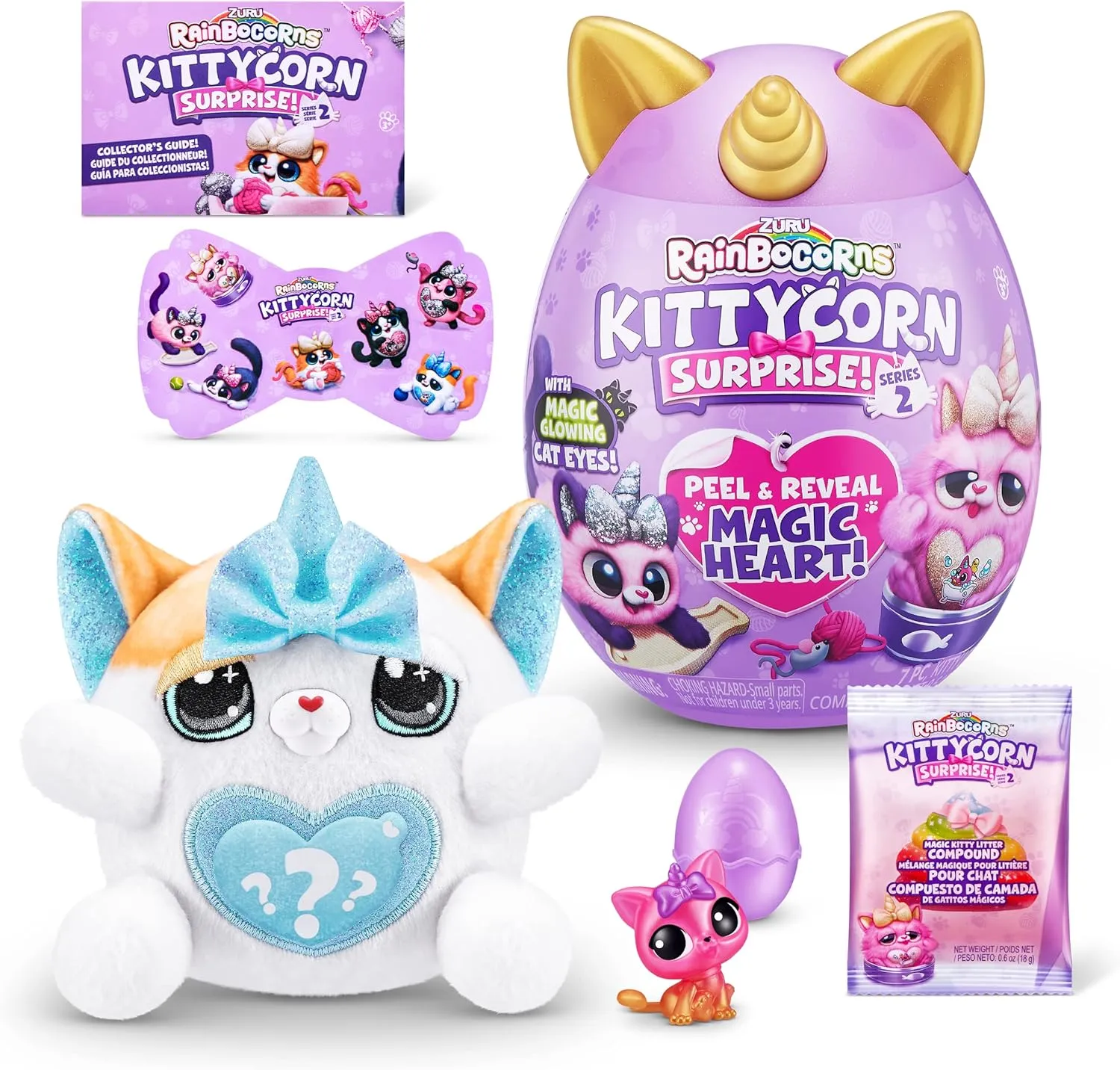Plush pump epitome skull Stuffed Animal, Surprise Egg, Sticker Pack, Slime, Ages 3  for Girls, Children Rainbocorns Kittycorn Surprise Series 2 (Exotic Cat) by ZURU, Collectible 