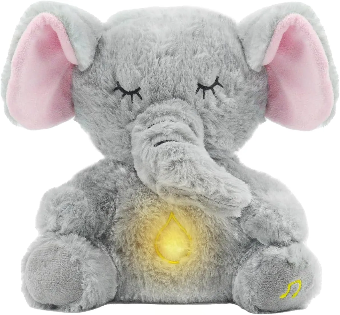 Plush Sleep Buddy with Music Light (Gray Elephant) Anxiety Stuffed Animal, Breathing attire stand Stuffed Animal, 