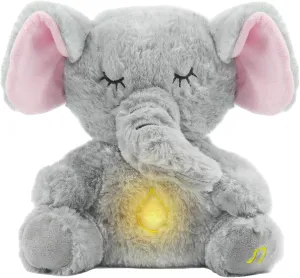 Plush Sleep Buddy with Music Light (Gray Elephant) Anxiety Stuffed Animal, Breathing attire stand Stuffed Animal, 