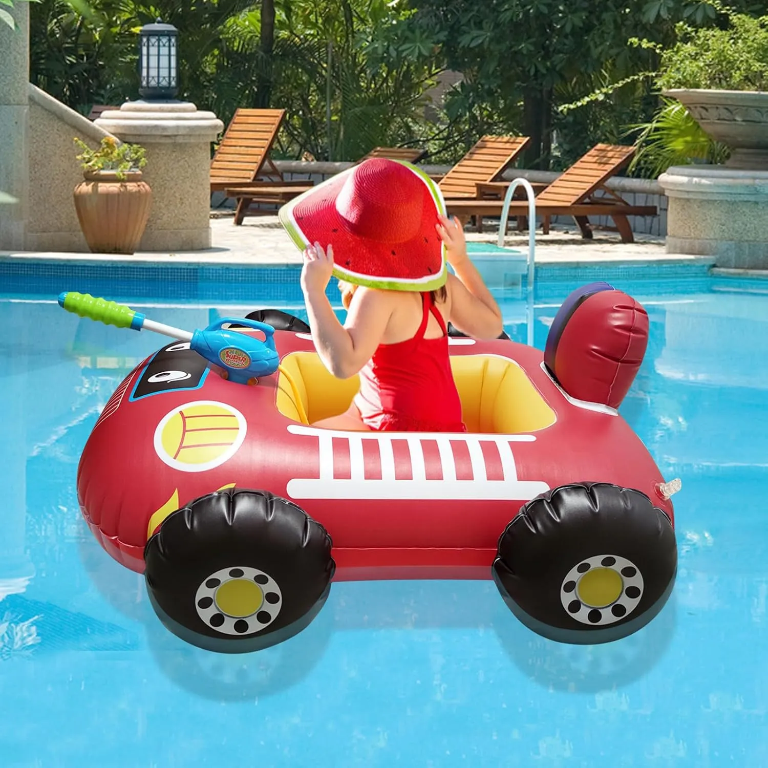 Pool Floats with Built-in Squirt Gun, Pool Float for Summer Beach twig vessel uphold Birthday Party??Excluding Inflation Tools?? LMYOVE Inflatable Pool Float for Kids, Toddlers 