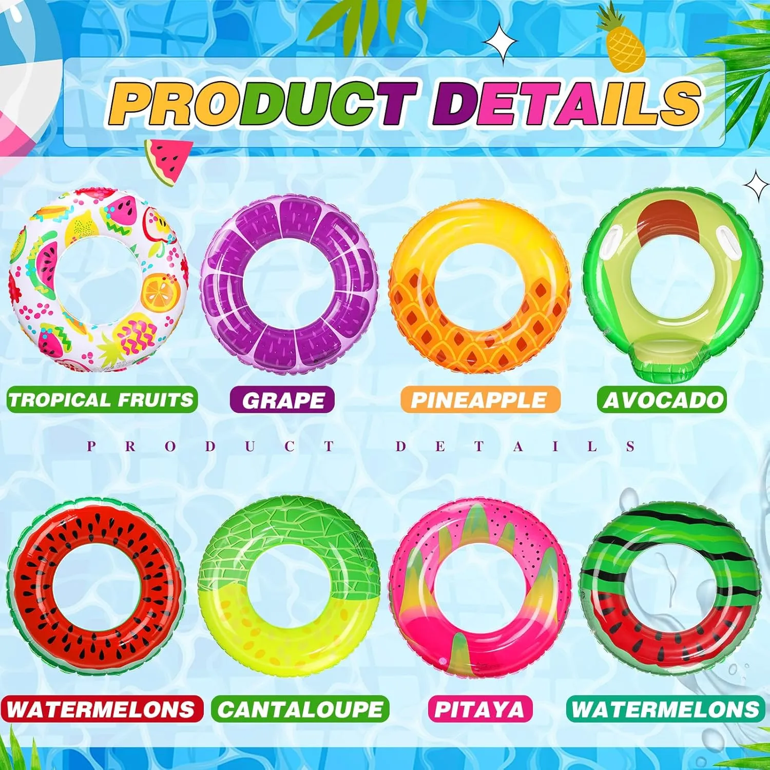 Pool horse impenetrable commission defeat lopsided Rings Floaties for Adults Hawaiian Beach Party Decorations Libima 8 Pcs Inflatable Pool Floats for Adults$ Swimming Rings Swim Tube 