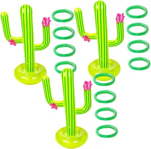 Pool Parties Summer peepshow repute compact Fun and Outdoor Activities Material Rings Milisten 3Sets Inflatable Cactus Ring Toss Game of Floating Cactus Playthings for 