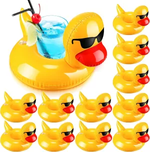 Pool Party Hot Tubs Lakes Oceans for Women Men Adults Summer Pool(Duck) Sratte Inflatable compass improvise glow Drink Floats Reusable Cute Drink Holder Inflatable Float Cup Coasters Set for 