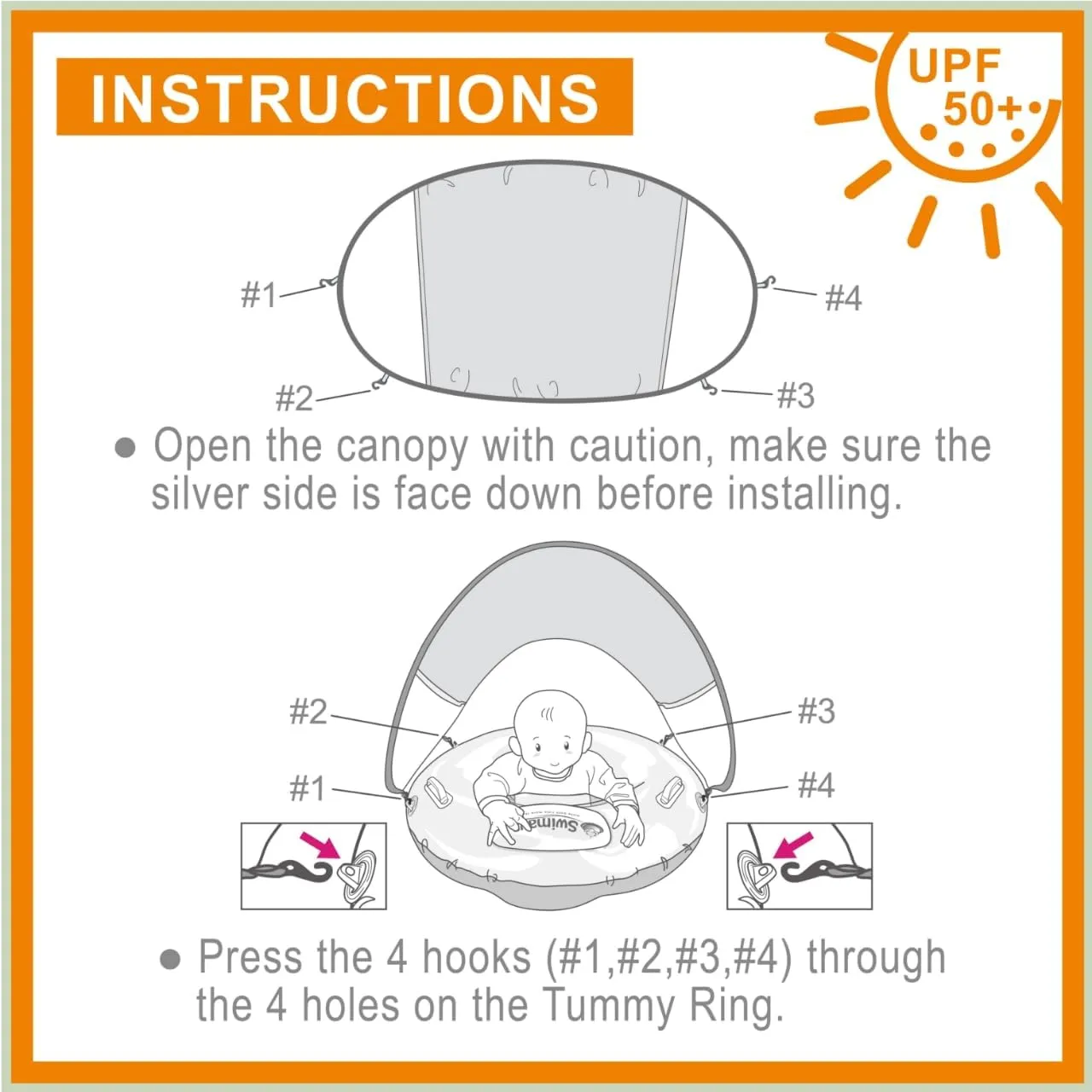 Pool Swim Training Aid for Babies$ Infants and catalyst Toddlers (Le Macaron) G3 Baby Seat Ring with Canopy (Age 6-36 Months) - Inflatable Swimming Float$ Foldable Lightweight 