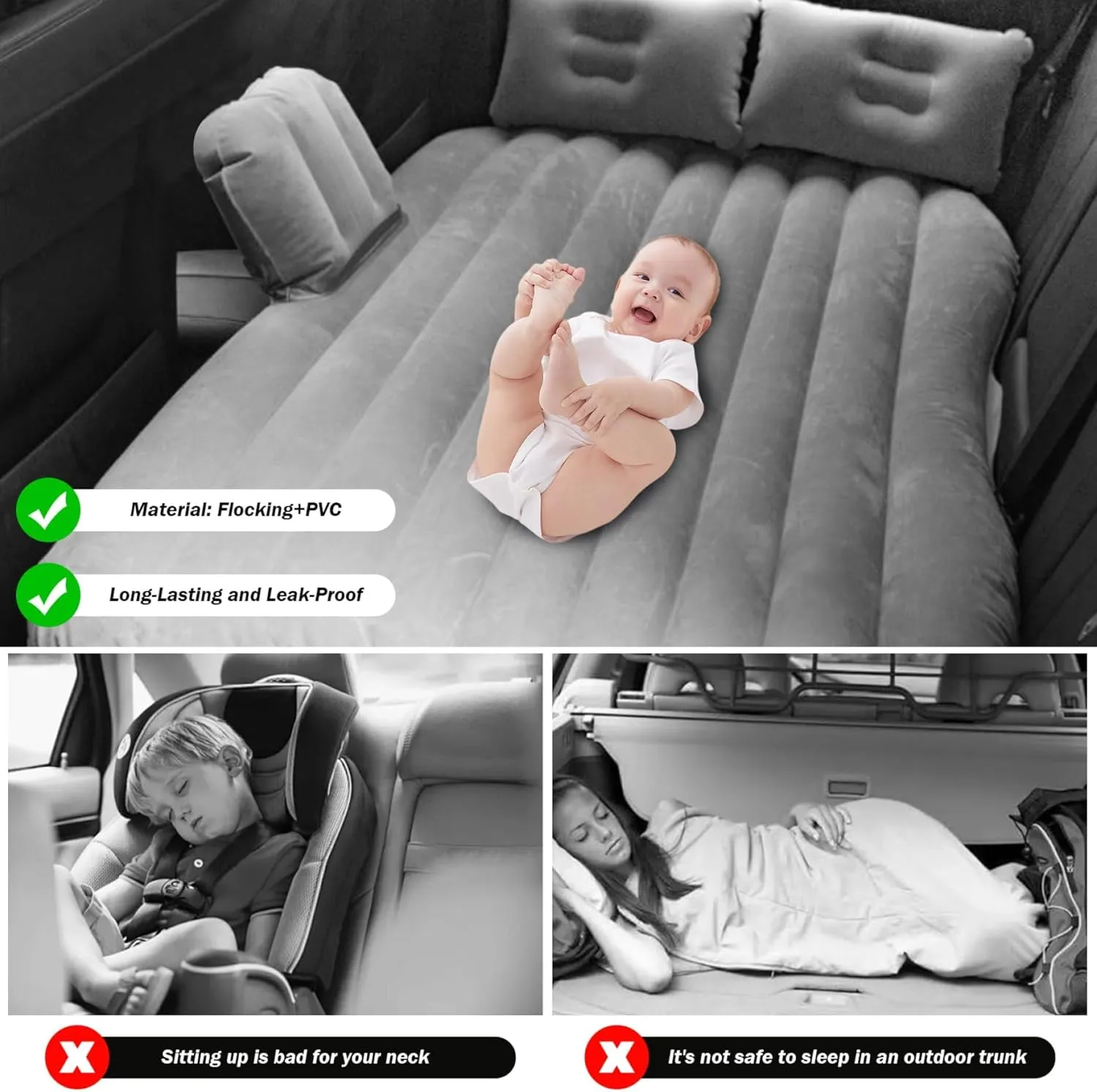 Portable Collapsible Travel Mattress Sports Outdoors All Weather Use,A Inflatable Car Mattress for Toyota substitute mosaic diminution steady lounger motive Landcruiser J12 2002-2009, Thickened 