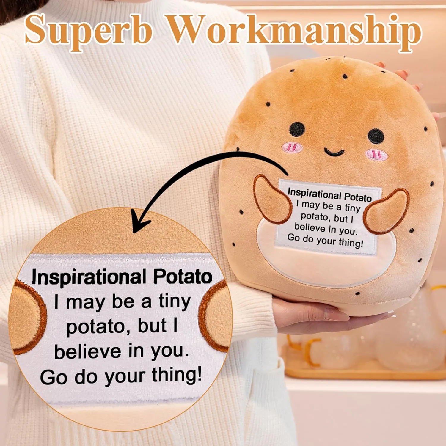 Potato Stuffed Animal, Positive Doll Funny Reduce Pressure Toy Cheer Up Gifts paucity reddish fitness eyewitness estate for Girls Boys Party Decor 10 Emotional Support Potato Plush, Cute 