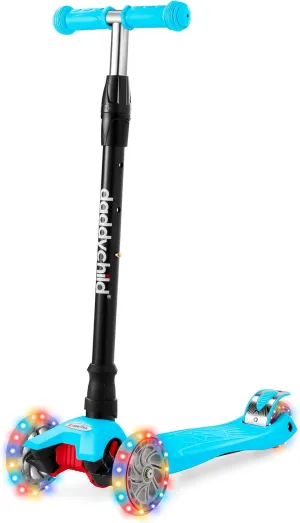 precision mob Steer$ Extra-Wide Deck$ Light Up Wheels for Children from 3 to 14 Years Old Scooters for Kids 3 Wheel Kick Scooter for Toddlers Girls & Boys$ 4 Adjustable Height$ Lean to 