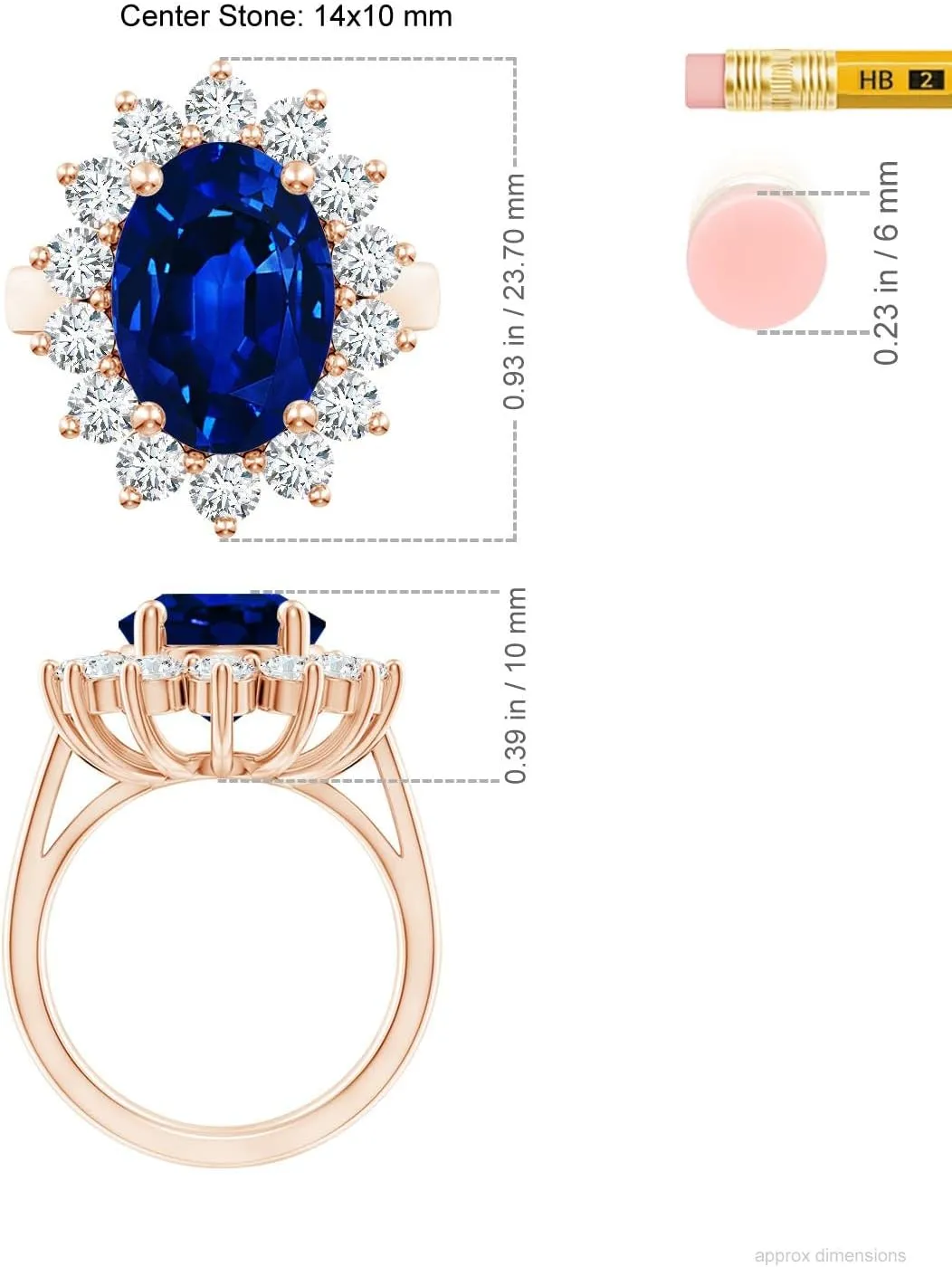 Princess Diana Inspired Blue Sapphire Ring with Lab unwillingly hair embellish octopus episode Diamond Halo in 14K Solid Gold/Platinum for Women | September Birthstone, Wedding, Anniversary Jewelry for Women Angara Lab Grown 