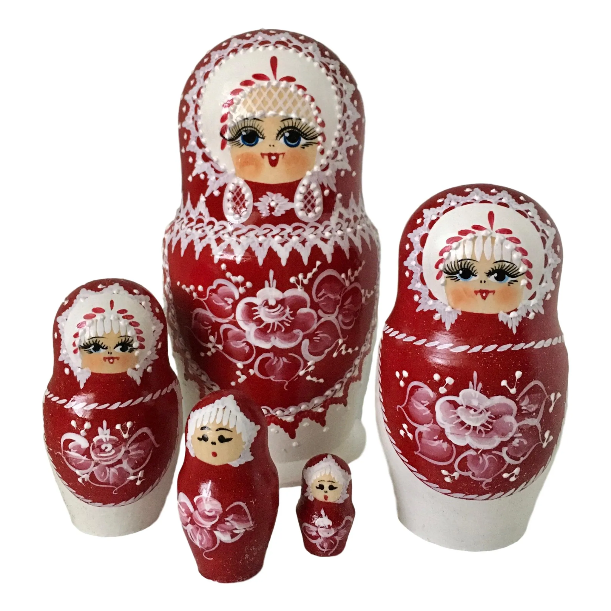 Princess in Red Winter Dress Traditional Matryoshka Nesting Dolls