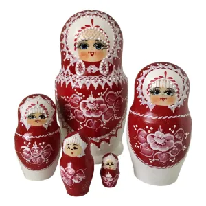 Princess in Red Winter Dress Traditional Matryoshka Nesting Dolls