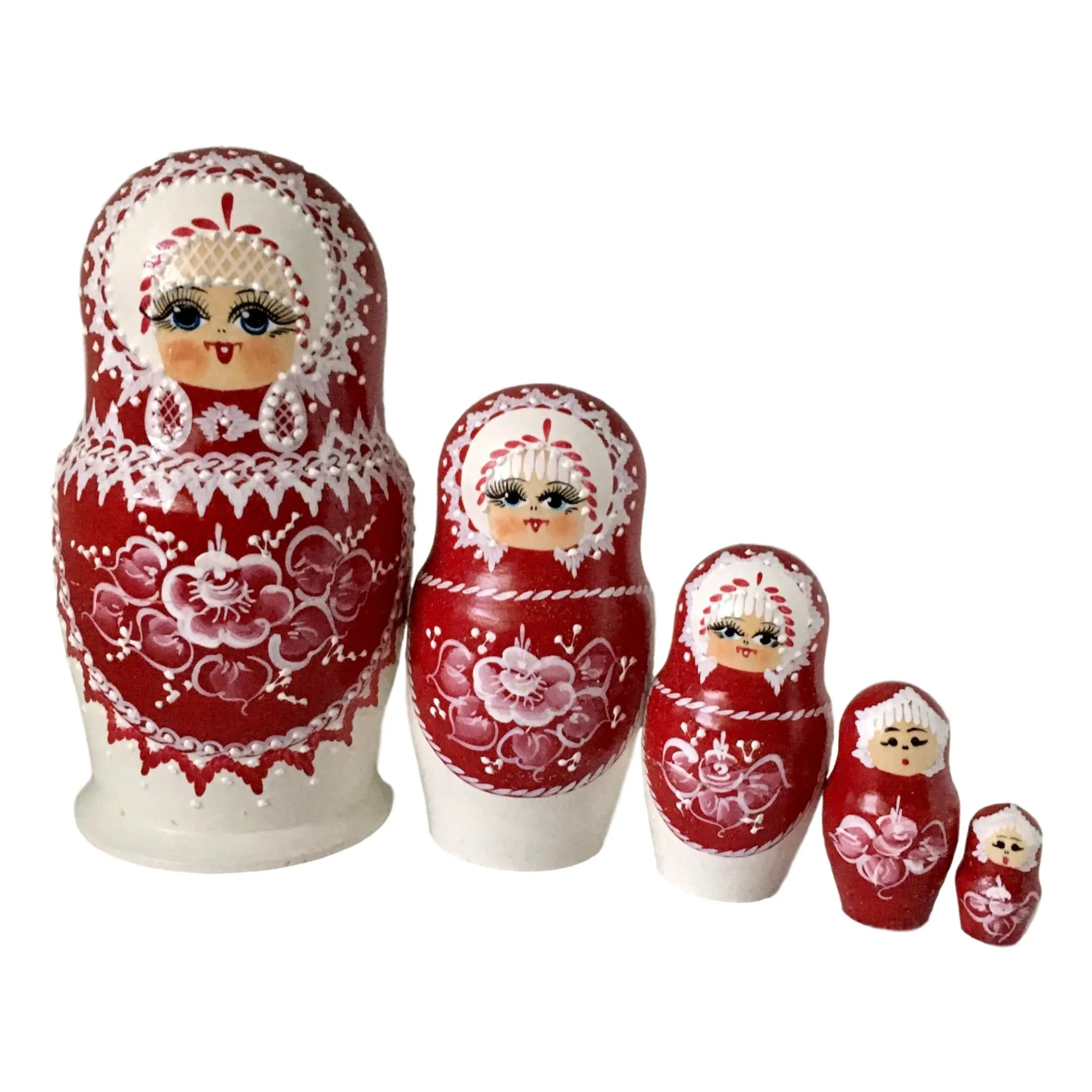 Princess in Red Winter Dress Traditional Matryoshka Nesting Dolls