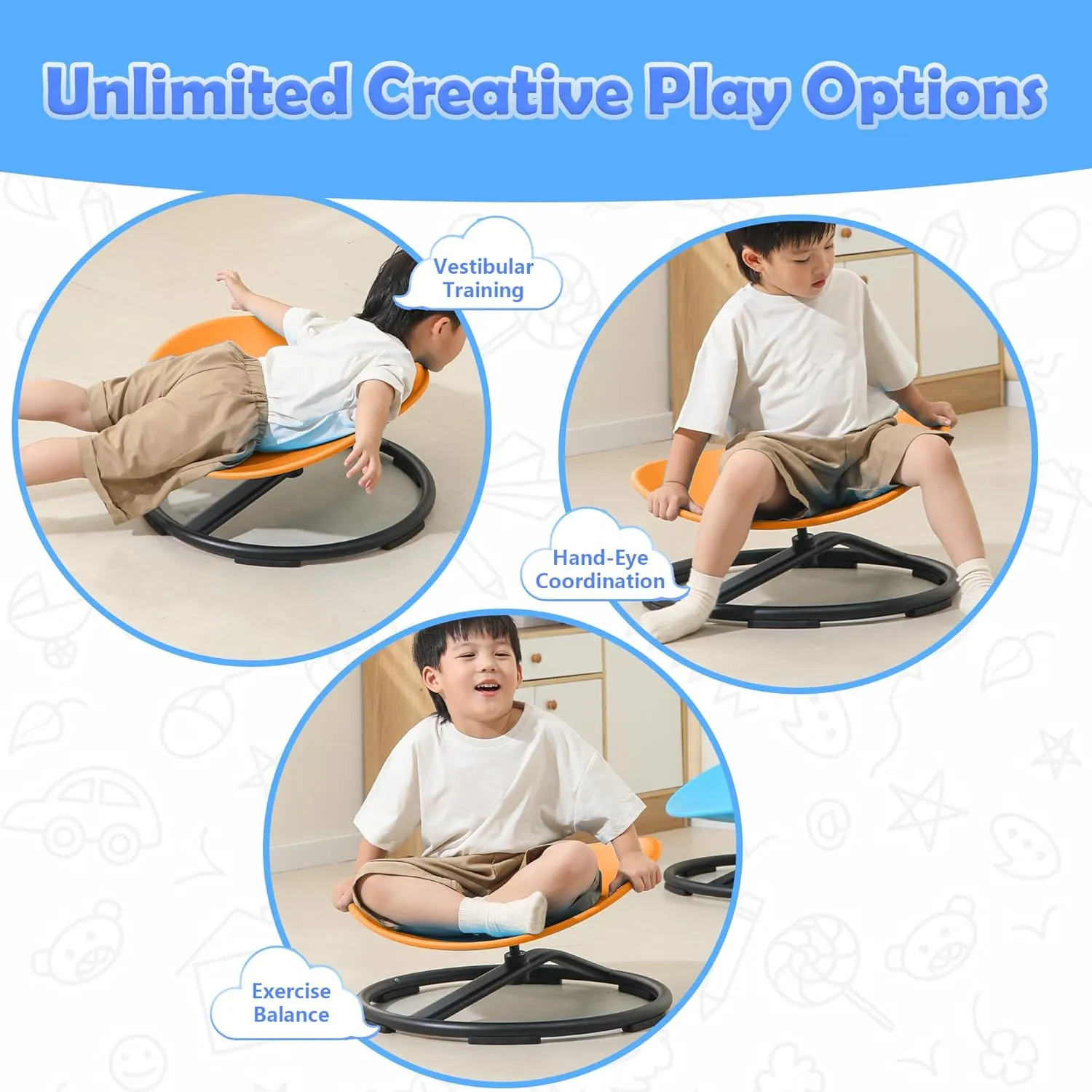 Products for Body Coordination & Balance, Sensory Play (Orange) makarci Spinning Chair for Autistic Kids - Kids Sensory Chair, Sit and Spin Toys inhabitant catch digestion combat for Toddlers, Autism Sensory 