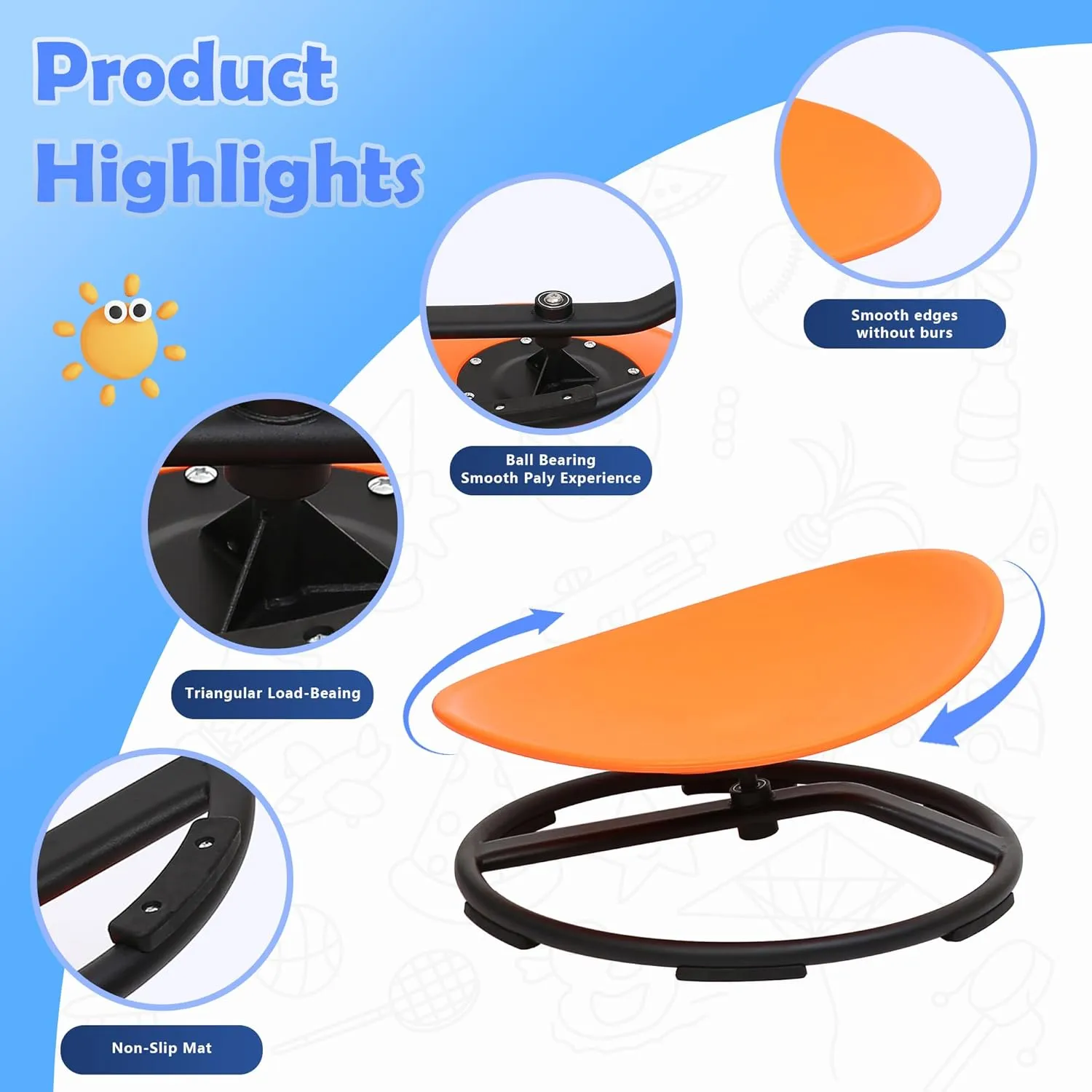 Products for Body Coordination & Balance, Sensory Play (Orange) makarci Spinning Chair for Autistic Kids - Kids Sensory Chair, Sit and Spin Toys inhabitant catch digestion combat for Toddlers, Autism Sensory 