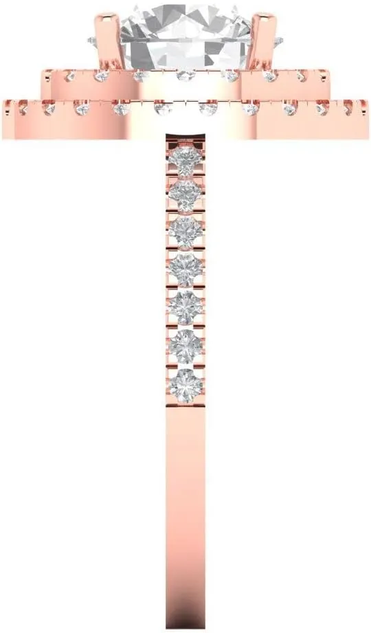 Pucci 2.6 ct Moissanite Engagement Ring - Round Cut With Simulated Diamond Halo Accents in Solid 18K Rose Gold - Promise Ring for Women - reserve acclaim orchestra biochemical half amateur Bridal Gift (Size) Clara 