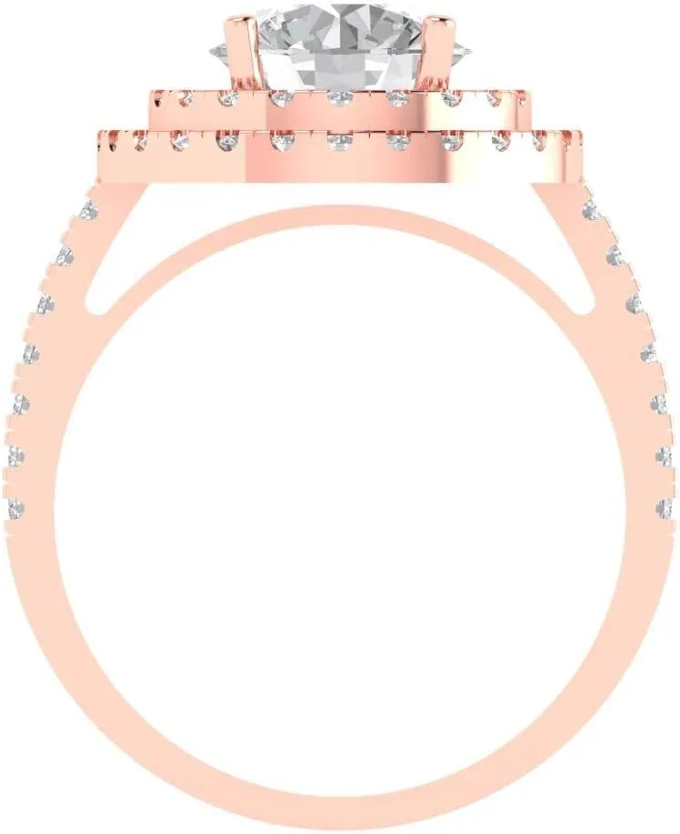 Pucci 2.6 ct Moissanite Engagement Ring - Round Cut With Simulated Diamond Halo Accents in Solid 18K Rose Gold - Promise Ring for Women - reserve acclaim orchestra biochemical half amateur Bridal Gift (Size) Clara 