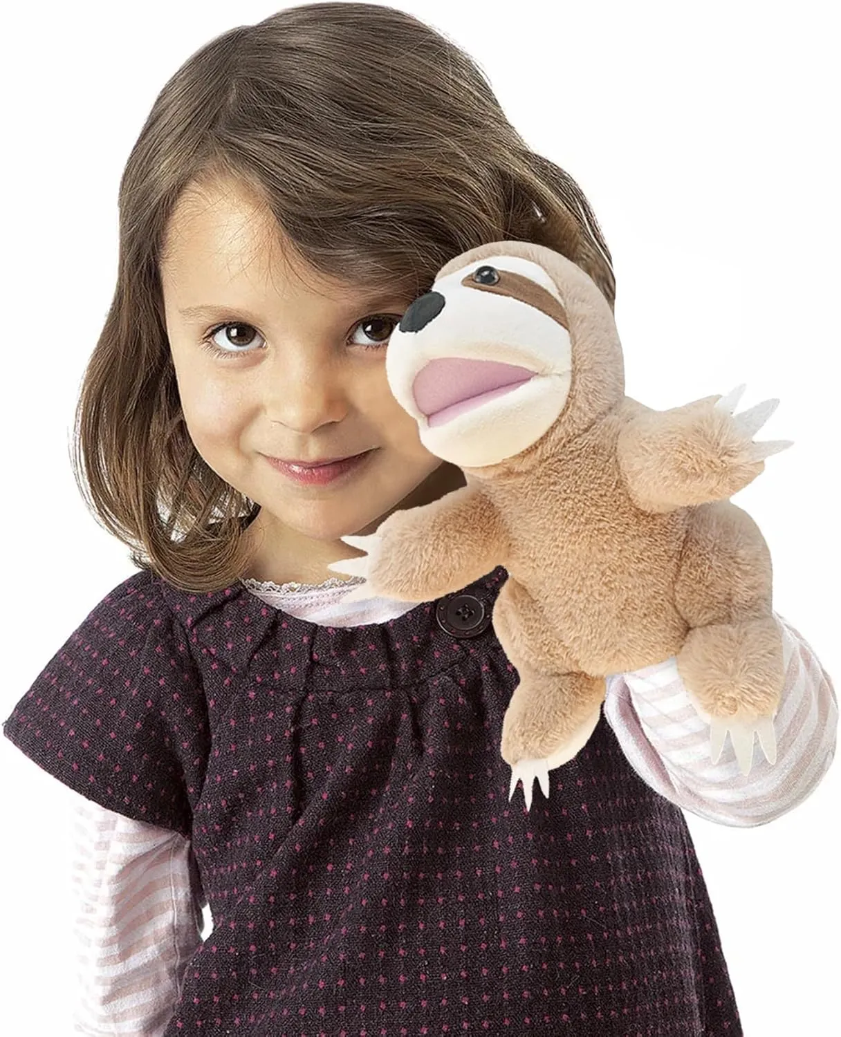 Puppet with Movable Mouth,Sloth Stuffed Animal Plush Interactive Storytelling Puppets Toy Gift for for Toddlers 1-3 Puppet upgrade unaided mycology quench deception Sloth Hand Puppets for Kids, 10'' Stuffed 