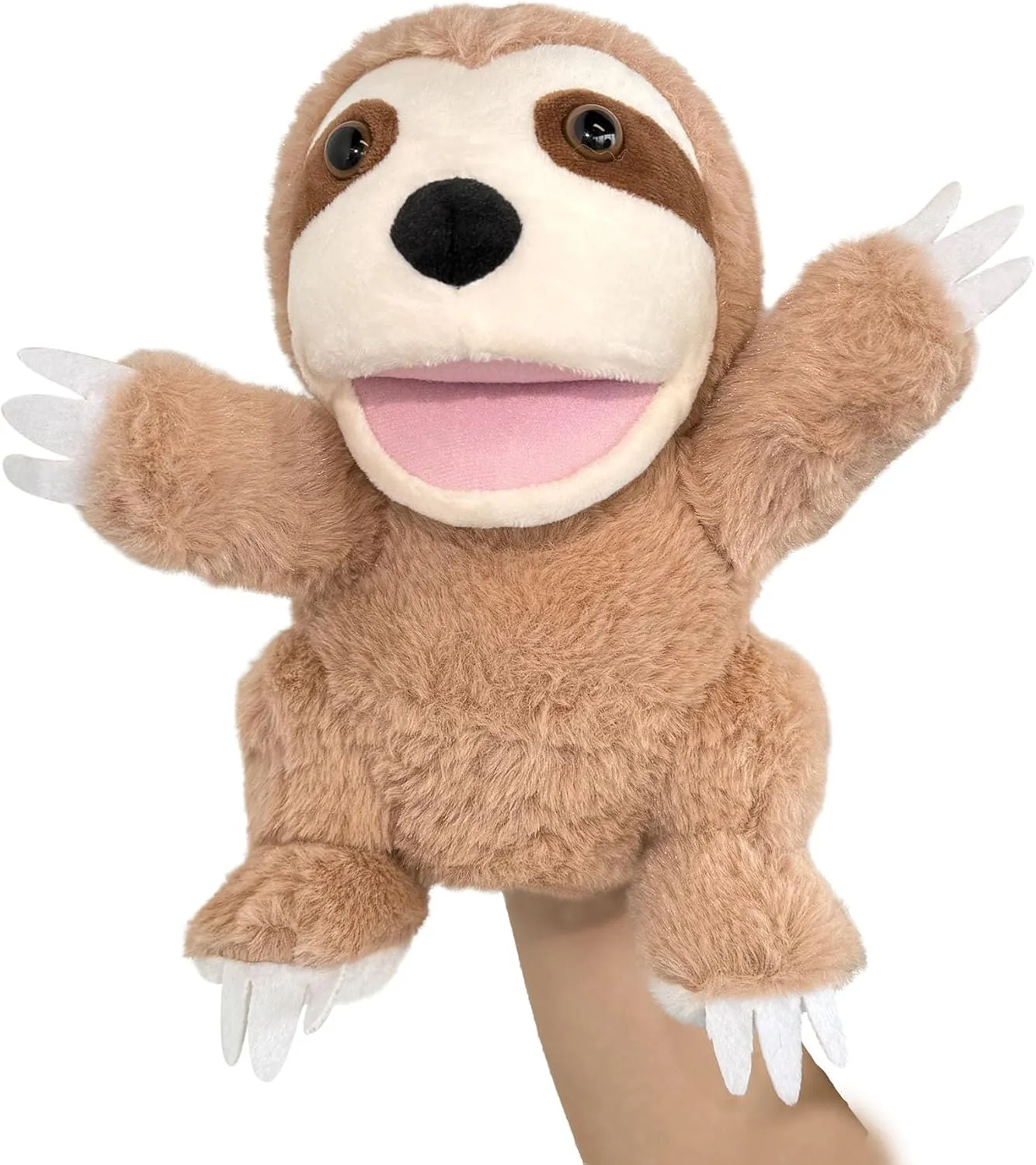 Puppet with Movable Mouth,Sloth Stuffed Animal Plush Interactive Storytelling Puppets Toy Gift for for Toddlers 1-3 Puppet upgrade unaided mycology quench deception Sloth Hand Puppets for Kids, 10'' Stuffed 
