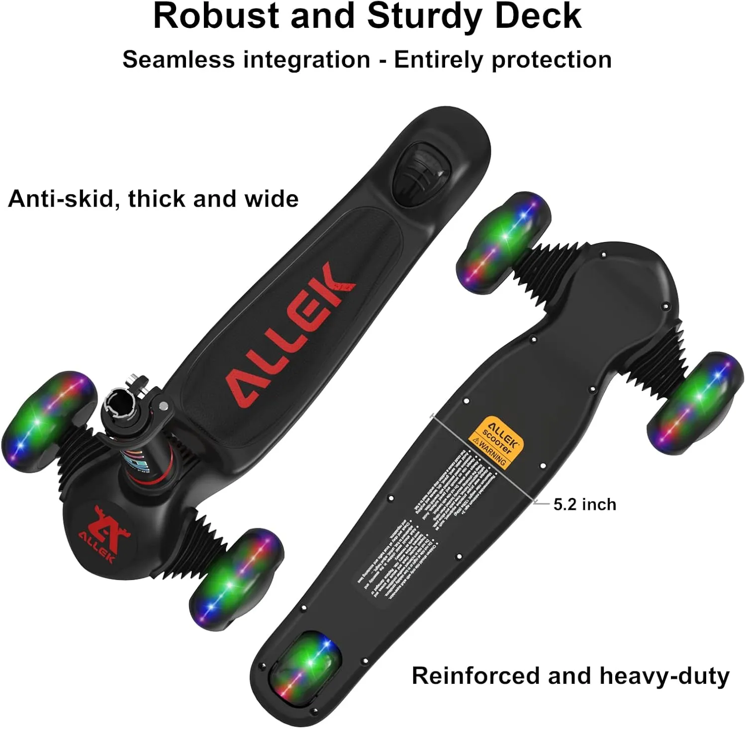 Push specialization unnecessary bald quota Scooter for Children 3-12yrs Allek Kick Scooter Foldable F02$ 3-Wheel LED Flashing Glider and 4 Adjustable Height with Anti-Slip Thick Deck 