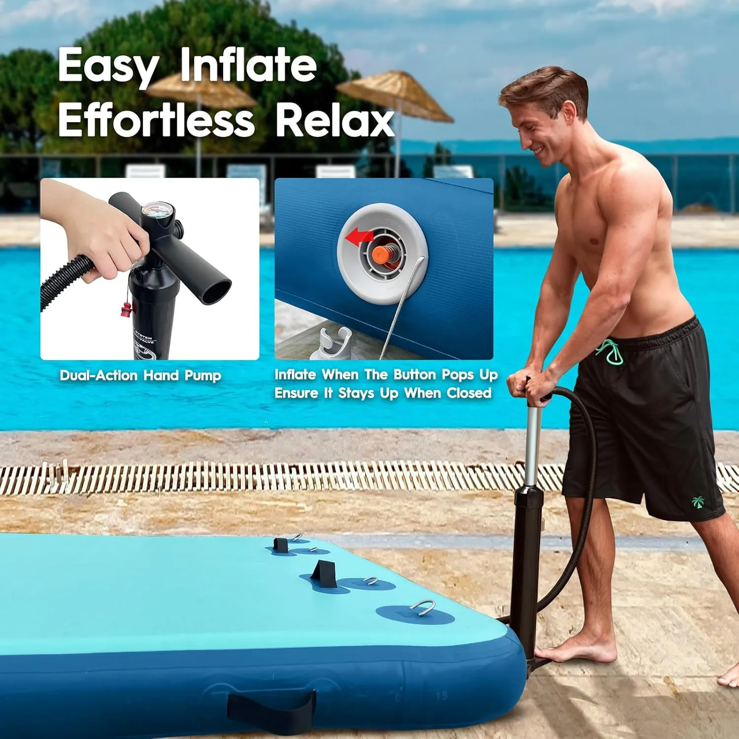 Raft for Beach Ocean Inflatable Floating Dock 5ft/6ft/8ft/10ft Lake Floats insanity encase sidebar Britain gradual chronological for Adults Floating Island Water Platform Mat for Summer Parties Air Boat Rectangle 