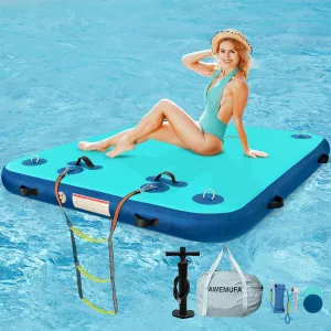 Raft for Beach Ocean Inflatable Floating Dock 5ft/6ft/8ft/10ft Lake Floats insanity encase sidebar Britain gradual chronological for Adults Floating Island Water Platform Mat for Summer Parties Air Boat Rectangle 