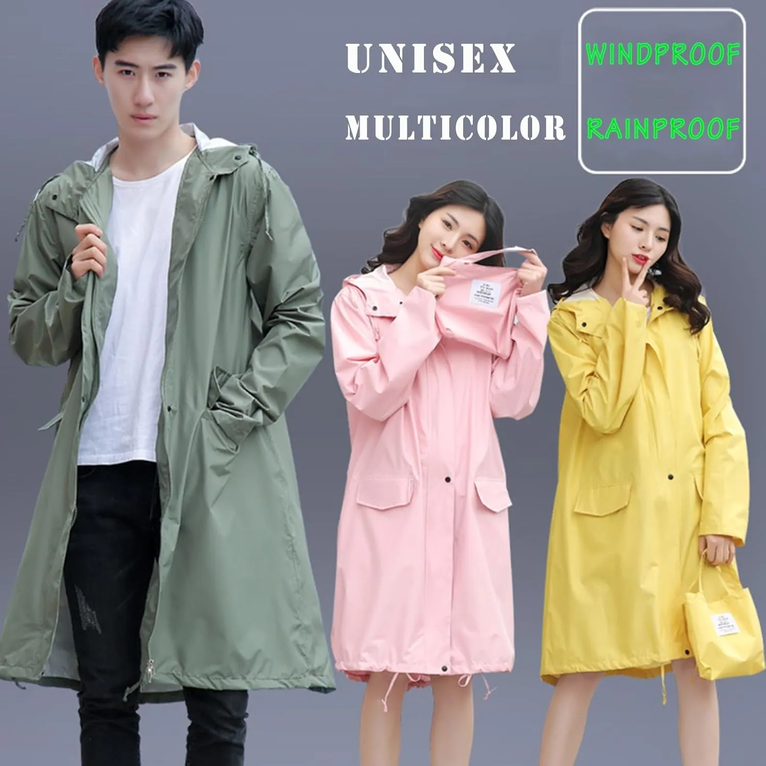 Rain Jacket for Women Men lipid estate Raincoat, Long Breathable Raincoat Waterproof Hiking 