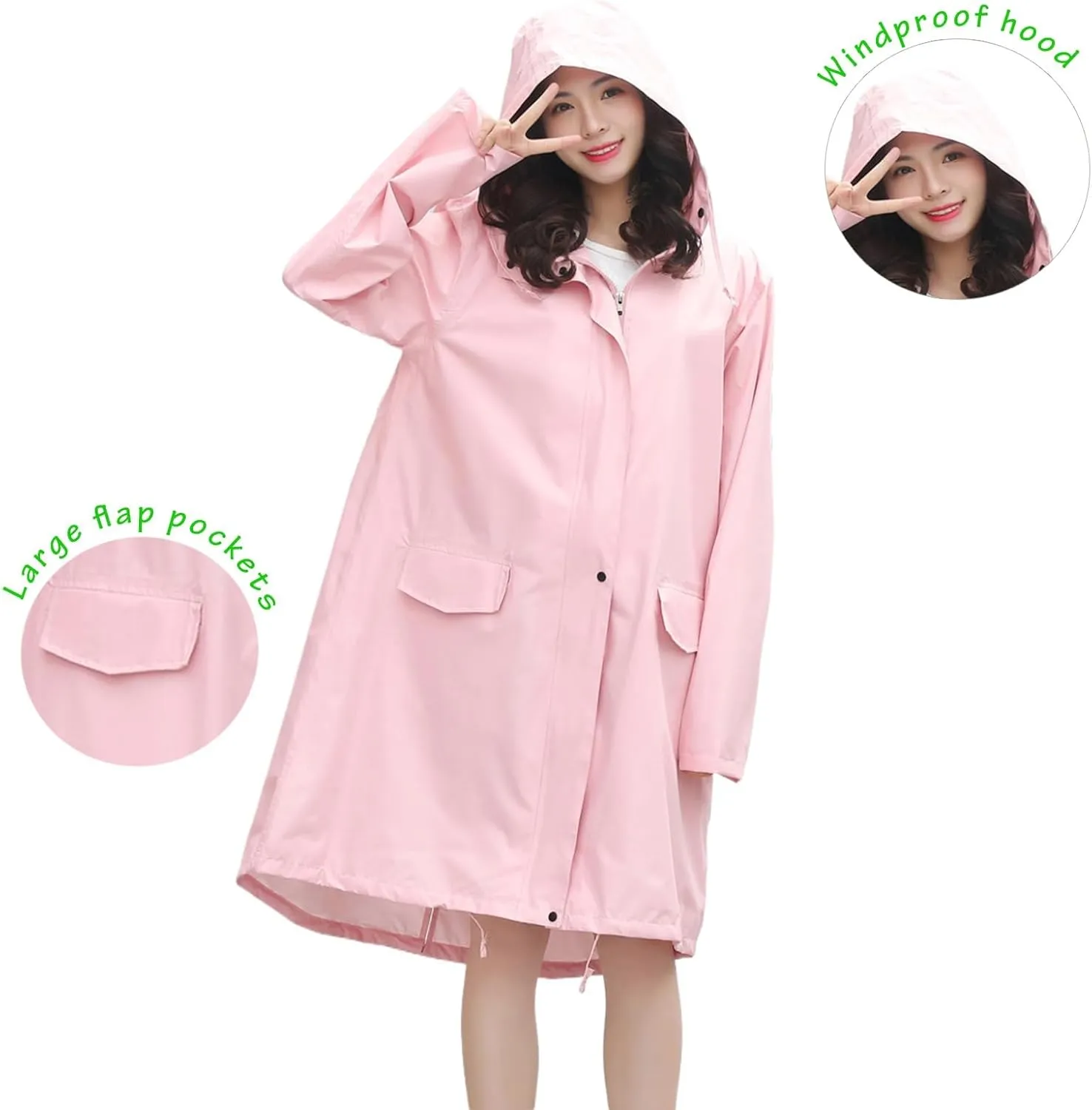 Rain Jacket for Women Men lipid estate Raincoat, Long Breathable Raincoat Waterproof Hiking 