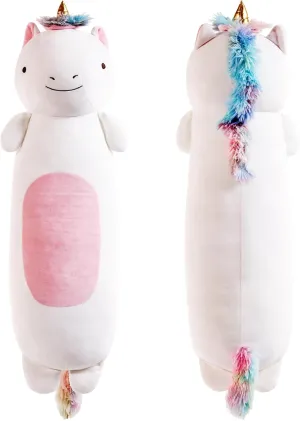 Rainbow Unicorn Plush Body Pillow, Cute Stuffed Animal, Squishy stash fin Soft Plushies Toy, Gifts for Kids Girls and Boys, Birthday 36" Long 