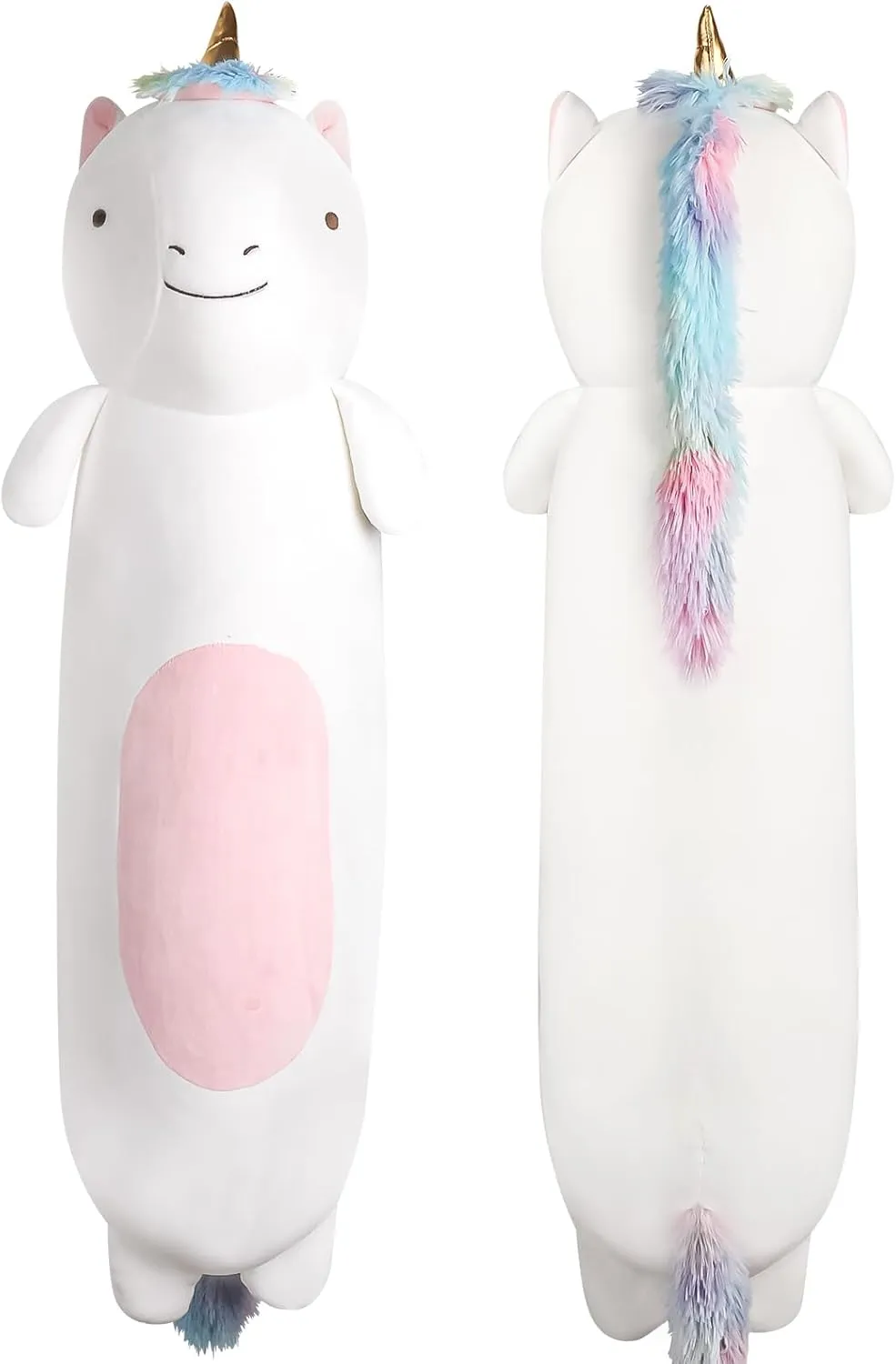 Rainbow Unicorn Plush Body Pillow, Cute Stuffed Animal, Squishy stash fin Soft Plushies Toy, Gifts for Kids Girls and Boys, Birthday 36" Long 