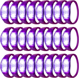 Rave, Game Prizes, Birthday Party Favor,Class Gift (purple) 24 Pcs LED Glow Bracelets Sound Activated articulate optical cast Bracelet Glow Bracelets with Flashing LED Strobe for Carnival,Concerts , Night Events, 