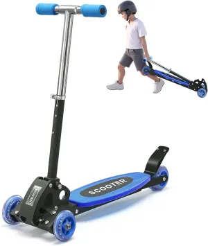 Rear Brake Widen Anti-Slip Deck 3 Wheel Scooters for Kids 2-5 Years$ 4 Adjustable Heights Foldable Metal Toddler Scooter pulse for Boys Girls Up to 120 lbs$ Lean-to-Steer$ Dual 