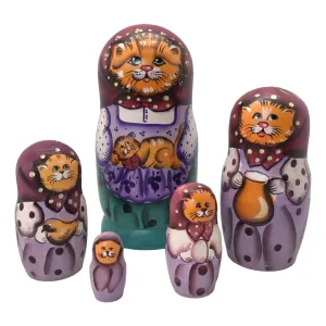 Red Cat Russian Matryoshka Family